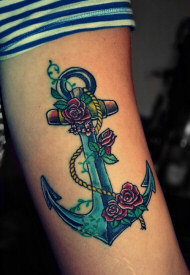 Flower Anchor tattoo