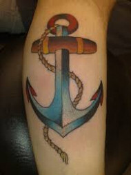 Anchor tattoo on leg