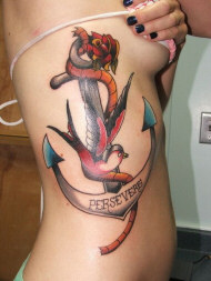 Anchor tattoo on side