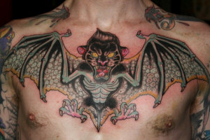 Bat Tattoo on chest