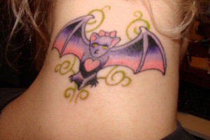 Bat Tattoo on neck