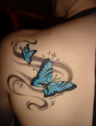 Butterfly Tattoo on shoulder blades
