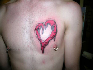 Melting Heart Tattoo on chest
