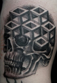 Cubic Skull Tattoo