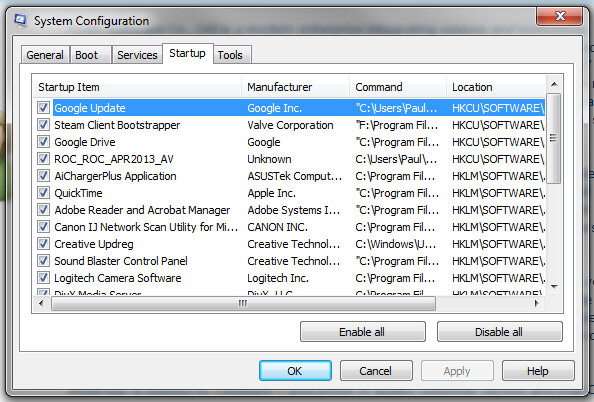 msconfig screen