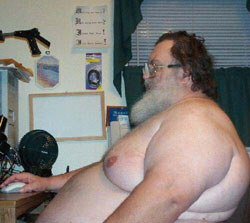 Fat Guy at Computer