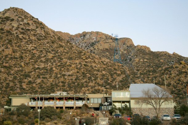 The Sandia Peak Tramway ride takes about 15 minutes and travels 2.7 miles, giving stunning views of the Sandia Mountains over the rugged terrain of crags as well as canyons.