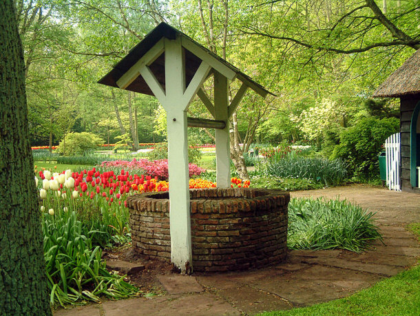 A Historic Well at the Keukenhof Tulip Farm