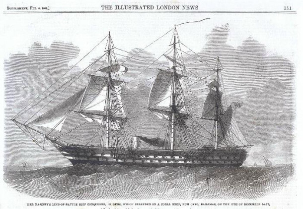 Engraving of HMS Conqueror
