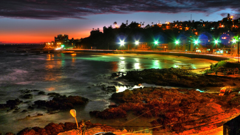 Salvador coast at night