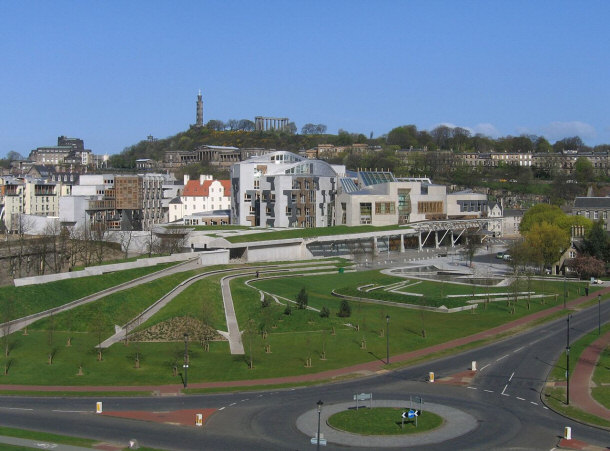 The Scottish Parliament Seen from Halfway up Salisbury Crags