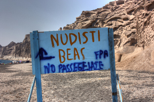 Nude beach in Santorini Greece