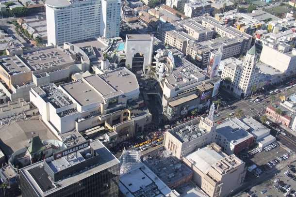 Aerial View of Hollywood District and Chinese Theater (Located at Bottom Left)