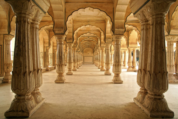 Columned Hall of Amber Fort, Jaipur India
