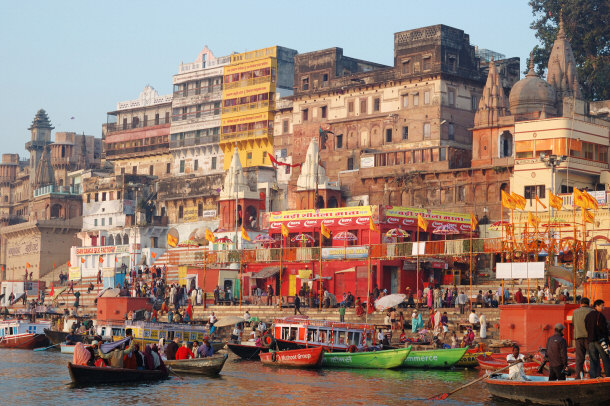 People Leaving A Service on the Banks of Varanasi