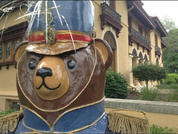 Toy Bear Standing Guard Outside the Toy and Miniature Museum