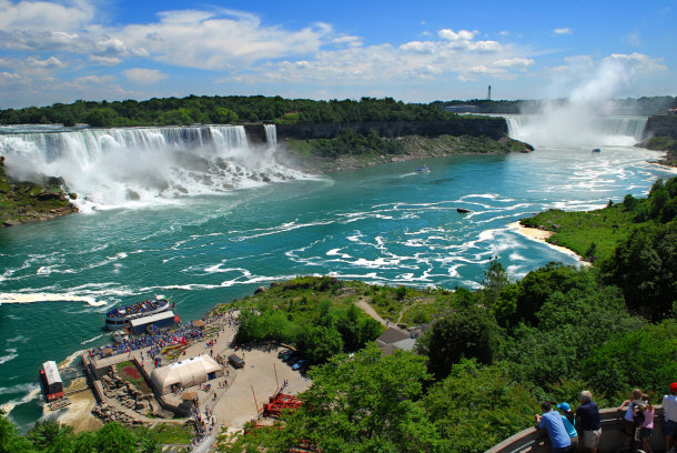 Niagara Falls - American Side Pictured to Right and Canadian to the Left