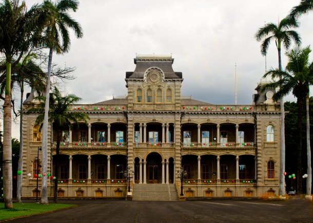 The Iolani Palace was the last residence of the Hawaiian monarchy or King Kalakaua and Queen Lili`uokalani of Hawaii. Built in 1882, the structure is the only royal palace on American soil.