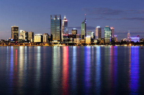 Perth, Western Australia, viewed at night