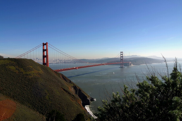 View of the Golden Gate Bridge from Marin County Side