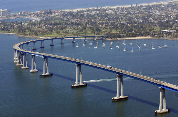 Coronado Bay Bridge - Connects Coronado Island to Downtown San Diego