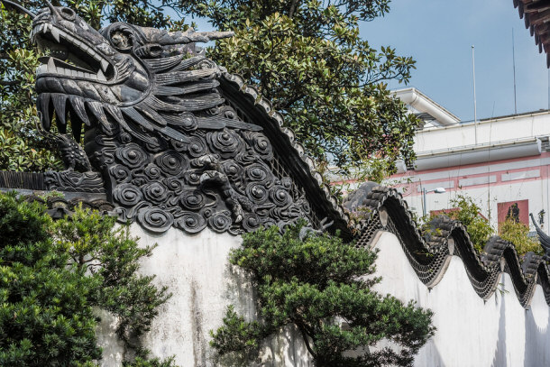 Dragon detail in the YuYuan Gardens Shanghai China