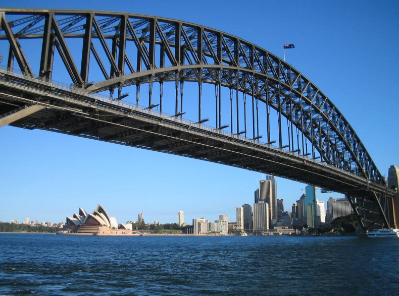 View Under Sydney Harbor Bridge of Sydney Harbor and the Sydney Opera House