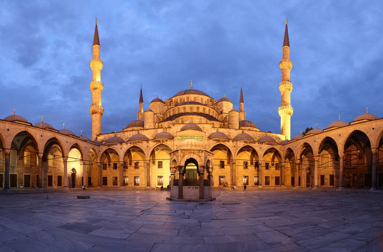 Courtyard of the Blue Mosque at Dusk