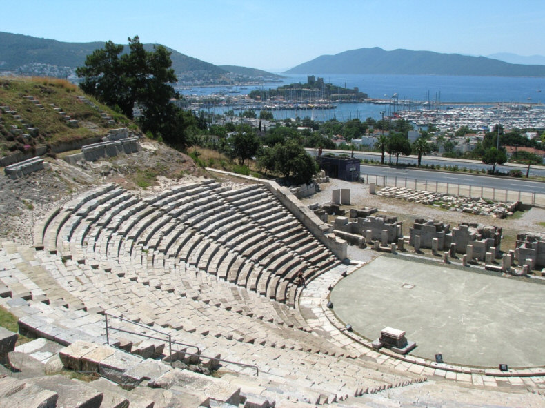 Historic Bodrum (Halicarnassus) Theater and Castle in Background