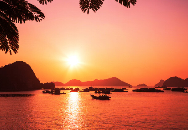 Halong Bay Vietnam sunset