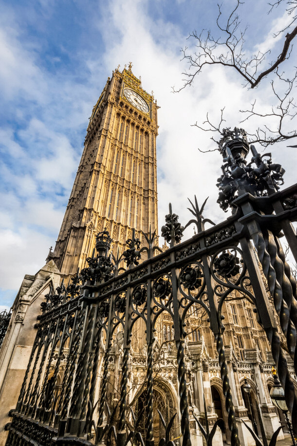 wrought iron clock tower