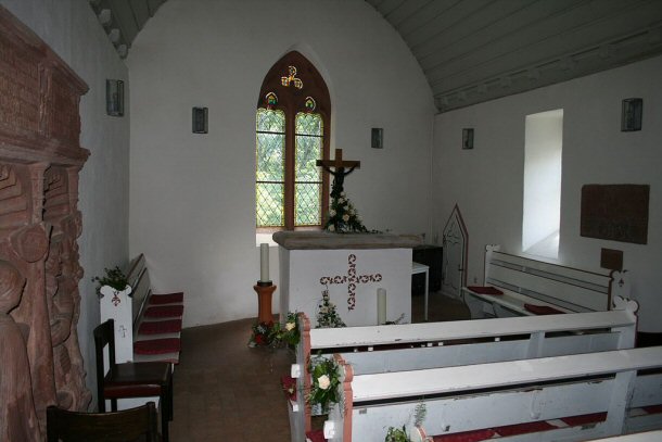 Frankenstien Castle is in ruins but a chapel still remains.