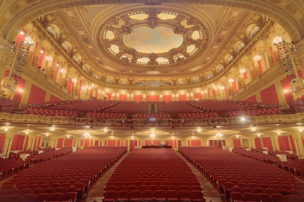 The interior of the Boston Operah house is adorned in red and gold.