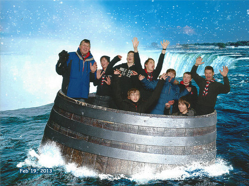 Tourists Posing for Barrel Photograph