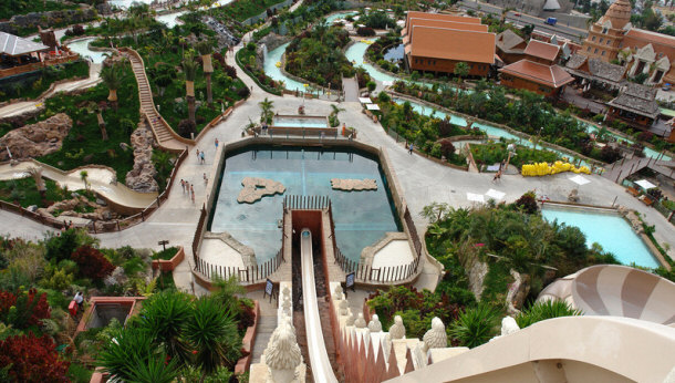 Top of Tower of Power Water Slide and View of Siam Park