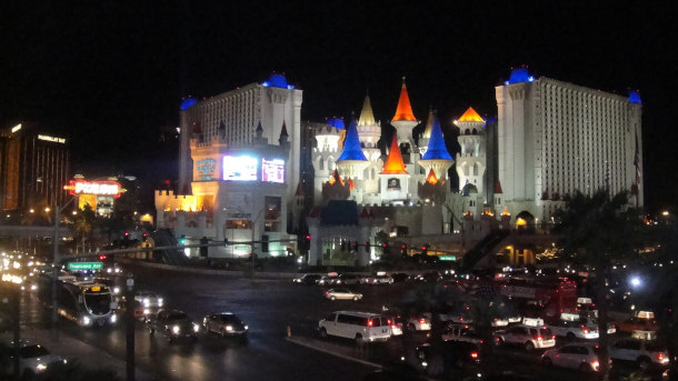 Night View of Excalibur from Tropicana Avenue