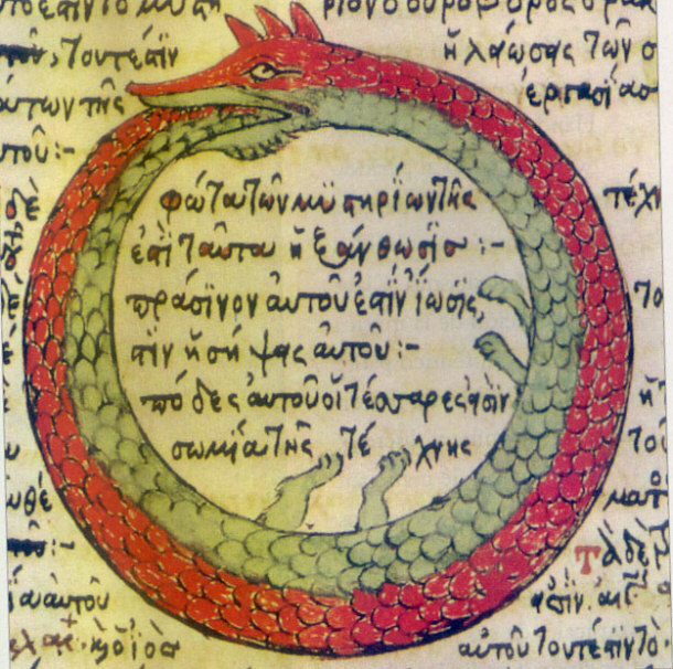 Ouroboros Drawing from Late Medieval Byzantine Greek Manuscript