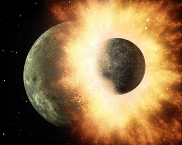 The Giant Impact Hypothesis Where the Moon Was A Free Flying Astral Body and Collided With the Ancient Earth - The Earth's Gravity Trapped The Moon 