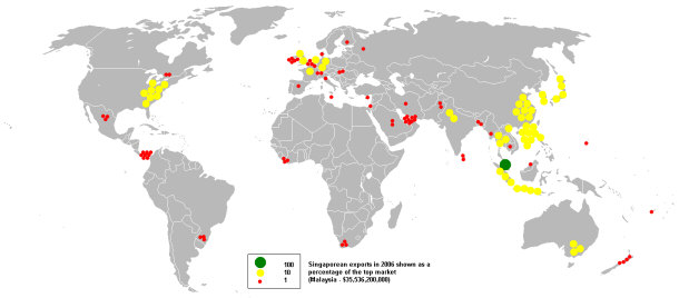 Global Distribution of Singaporean Exports
