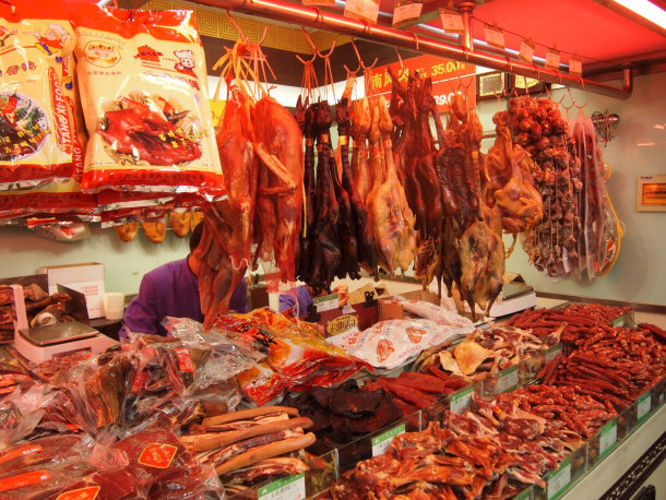 Chinese Meat Market in Shanghai