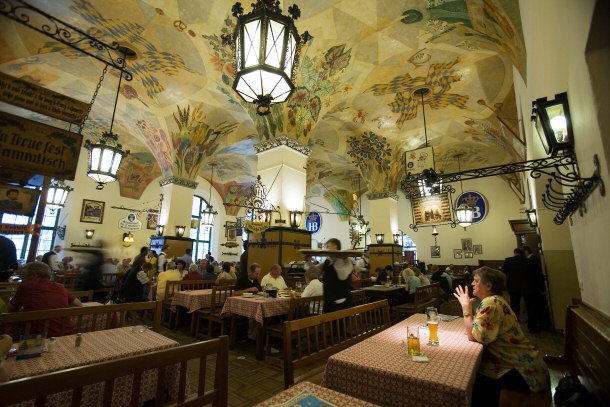 The Hofbrauhaus Beer Hall in Munich, Germany