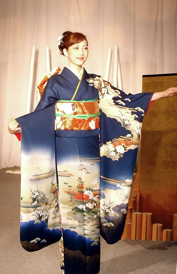 Young Woman Wearing a Furisode Kimono