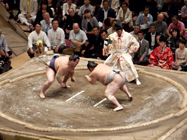 Modern Sumo Match in Tokyo, Japan