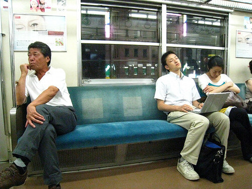 sleeping on commuter train