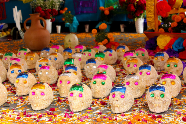 Skulls Made of Amaranth Grains at the Day of the Dead Festival