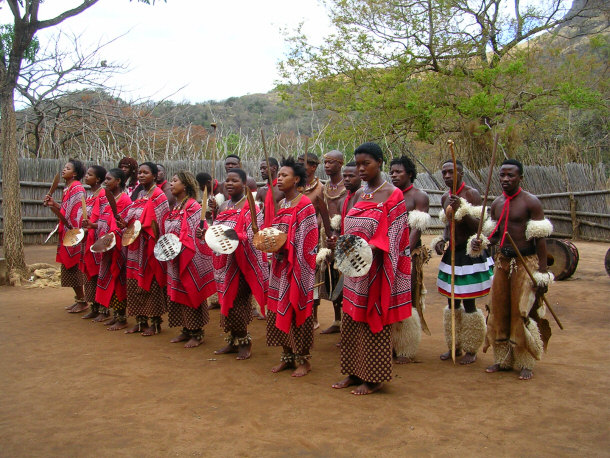 Swazi People Dancing in a Cultural Village Show