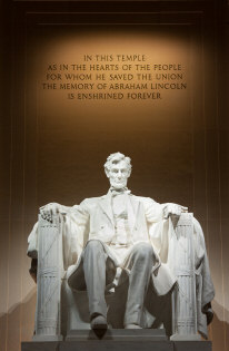 Lincoln sitting in memorial temple