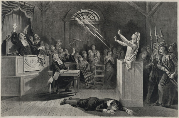 Lithograph from 1892 Depicting the Salem Witch Trials