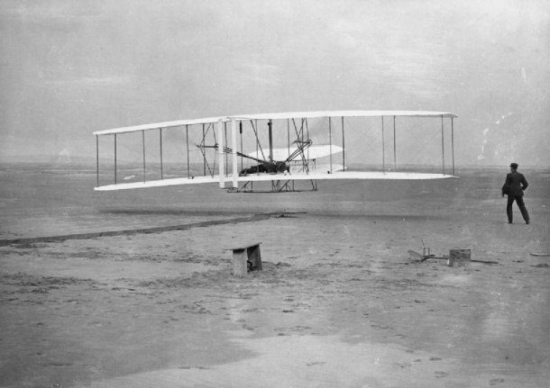 Wright Brothers airplane first powered flight