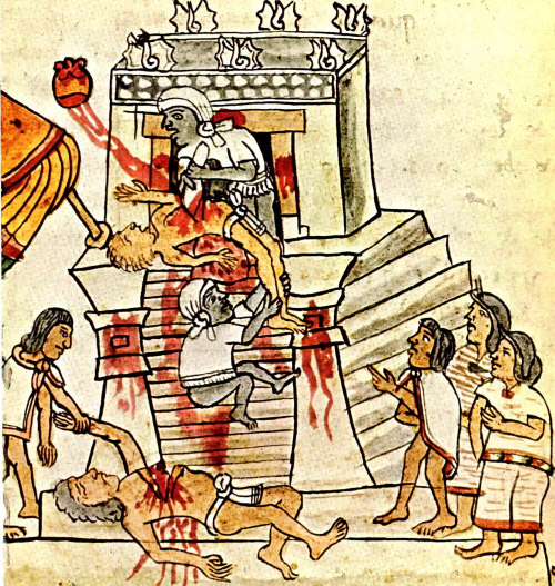 Aztec Ritual Human Sacrifice from the Codex Magliabechiano